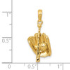 Lex & Lu 14k Yellow Gold 3-DiMen'sional Glove/Bat/Ball Baseball Pendant LAL73836 - 5 - Lex & Lu