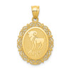 Lex & Lu 14k Yellow Gold Solid Satin Polished Aries Zodiac Oval Pendant - Lex & Lu