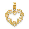 Lex & Lu 14k Yellow Gold Floral Cut-Out Heart Pendant - Lex & Lu