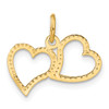 Lex & Lu 14k Yellow Gold Double Heart Charm LAL73991 - 3 - Lex & Lu