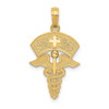 Lex & Lu 14k Yellow Gold Caduceus w/Nurses Cap Pendant - Lex & Lu