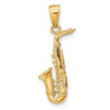 Lex & Lu 14k Yellow Gold 3-D Saxophone Pendant - 3 - Lex & Lu