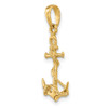 Lex & Lu 14k Yellow Gold 3-D Anchor w/Shackle and Entwined Rope Pendant - 5 - Lex & Lu