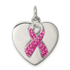 Lex & Lu Sterling Silver Stellux Pink Awareness Ribbon w/Heart Pendant - Lex & Lu