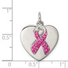 Lex & Lu Sterling Silver Stellux Pink Awareness Ribbon w/Heart Pendant - 3 - Lex & Lu