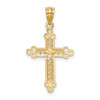 Lex & Lu 14k Two-tone Gold Budded Cross Pendant LAL74196 - 4 - Lex & Lu