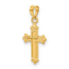 Lex & Lu 14k Yellow Gold Fleur de Lis Hollow Cross Charm - 5 - Lex & Lu