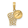 Lex & Lu 14k Yellow Gold Basketball Hoop and Ball Penda - Lex & Lu