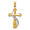 Lex & Lu 14k Yellow Gold & Rhodium Polished Cross Pendant LAL74275 - Lex & Lu