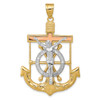 Lex & Lu 14k Tri-color Gold D/C Mariner's Cross Pendant LAL74319 - Lex & Lu