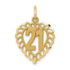 Lex & Lu 14k Yellow Gold 21 in Heart Charm - Lex & Lu