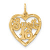 Lex & Lu 14k Yellow Gold Sweet 16 in a Heart Charm - Lex & Lu