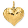 Lex & Lu 14k Yellow Gold Hollow Hammered Medium Puffed Heart Charm LAL74856 - Lex & Lu