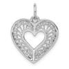 Lex & Lu 14k White Gold Solid D/C Fancy Filigree Heart Charm - Lex & Lu