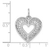 Lex & Lu 14k White Gold Solid D/C Fancy Filigree Heart Charm - 3 - Lex & Lu