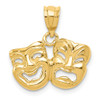 Lex & Lu 14k Yellow Gold Polished Open-Backed Comedy/Tragedy Pendant - Lex & Lu