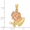 Lex & Lu 14k Two-tone Gold Solid Satin D/C Flower Pendant - 3 - Lex & Lu