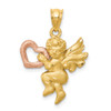 Lex & Lu 14k Two-tone Gold Satin Angel Charm - Lex & Lu