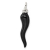 Lex & Lu Sterling Silver Black Enamel Italian Horn Pendant - 4 - Lex & Lu