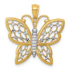 Lex & Lu 14k Yellow Gold & Rhodium D/C Butterfly Pendant LAL75282 - Lex & Lu