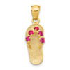 Lex & Lu 14k Yellow Gold July/CZ Birthstone Flip Flop Pendant - Lex & Lu