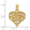 Lex & Lu 14k Yellow Gold D/C Open Filgree Fleur-de-lis Heart Pendant (large) - 3 - Lex & Lu