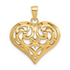 Lex & Lu 14k Yellow Gold 3-D D/C Open Filigree Heart Pendant - 3 - Lex & Lu