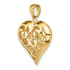 Lex & Lu 14k Yellow Gold 3-D D/C Open Filigree Heart Pendant - 4 - Lex & Lu