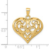 Lex & Lu 14k Yellow Gold 3-D D/C Open Filigree Heart Pendant - 5 - Lex & Lu