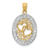 Lex & Lu 14k Yellow Gold & Rhodium Happy Anniversary Hearts Pendant - Lex & Lu