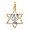 Lex & Lu 14k Yellow Gold & Rhodium Solid Menorah in Star of David Charm - Lex & Lu