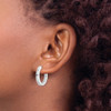 Lex & Lu Sterling Silver w/Rhodium Hollow Hinged Hoop Earrings - 3 - Lex & Lu