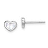 Lex & Lu Sterling Silver w/Rhodium White Mother of Pearl Heart Post Earrings - Lex & Lu