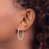 Lex & Lu 14k White Gold Diamond Fascination Round Hinged Hoop Earrings LAL75929 - 3 - Lex & Lu