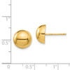 Lex & Lu 14k Yellow Gold Polished 10mm Half Ball Post Earrings - 4 - Lex & Lu