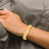 Lex & Lu 14k Yellow Gold 9/16 Florentine Engraved Hinged Bangle Bracelet - 4 - Lex & Lu