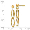 Lex & Lu 14k Yellow Gold Polished Textured Post Dangle Earrings - 4 - Lex & Lu