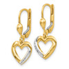 Lex & Lu 14k Yellow Gold & Rhodium Textured and Polished Heart Leverback Earring - 2 - Lex & Lu