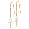 Lex & Lu 14k Yellow Gold Chain Dangle Cross Shepherd Hook Earrings LAL76731 - 2 - Lex & Lu