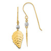 Lex & Lu 14k Two-tone Gold Stamped Leaf Shepherd Hook Earrings - Lex & Lu