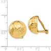 Lex & Lu 14k Yellow Gold Omega Clip 14mm Hammered Non-pierced Earrings - 4 - Lex & Lu