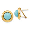 Lex & Lu 14k Yellow Gold Omega Clip Reconstituted Turquoise Earrings - Lex & Lu