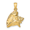 Lex & Lu 14k Yellow Gold Polished 3-D Pink & Enameled Conch Shell Pendant - 3 - Lex & Lu