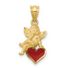 Lex & Lu 14k Yellow Gold Enameled Angel on Heart Pendant - Lex & Lu