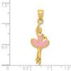 Lex & Lu 14k Yellow Gold Pink Enameled Ballerina Pendant - 4 - Lex & Lu