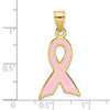 Lex & Lu 14k Yellow Gold Large Enameled Pink Awareness Ribbon Pendant - 4 - Lex & Lu