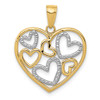 Lex & Lu 14k Yellow Gold Yellow & Rhodium D/C Heart Pendant LAL77231 - Lex & Lu