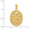 Lex & Lu 14k Yellow Gold Fleur-De-Lis on Oval Disk Pendant - 4 - Lex & Lu