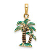 Lex & Lu 14k Yellow Gold Enameled Palm Trees Pendant - 3 - Lex & Lu