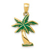 Lex & Lu 14k Yellow Gold Enameled Palm Tree Pendant LAL77344 - Lex & Lu